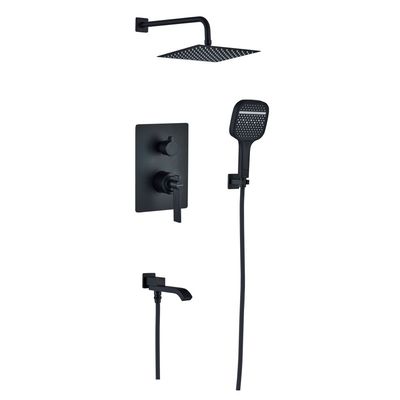 Milano Luxe Drift 3 Way Concealed Shower Mixer Complete Set Matt Black