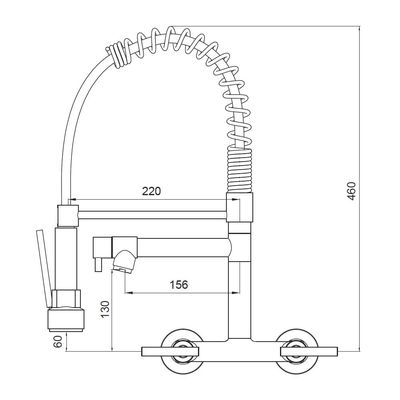 Milano Manila Wall Mounted Pull Out Kitchen Sink Mixer 