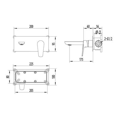 Milano Luxe Bayz Wall Mounted Basin Mixer Chrome