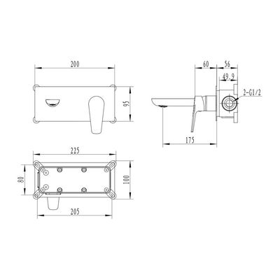 Milano Plus Bayz Plus Wall Mounted Basin Mixer Matt Black