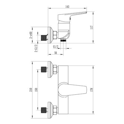 Milano Plus Bayz Plus Wall Shower Mixer Matt Gold