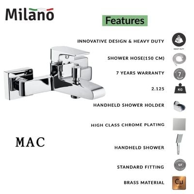 Milano Mac Bath Shower Mixer Tap with Hand Shower