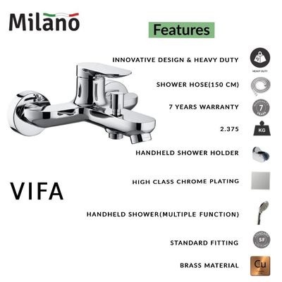 Milano Vifa Bath Shower Mixer Tap with Hand Shower