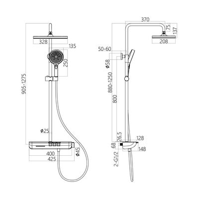 Milano Plus Dina 3 Way Function Shower Set Gun Metal C2107-3G
