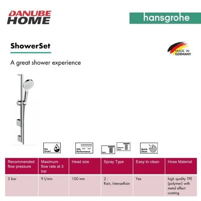 Hansgrohe Crometta Ecosmart Shower Kit With Shower Bar 65Cm Chrome