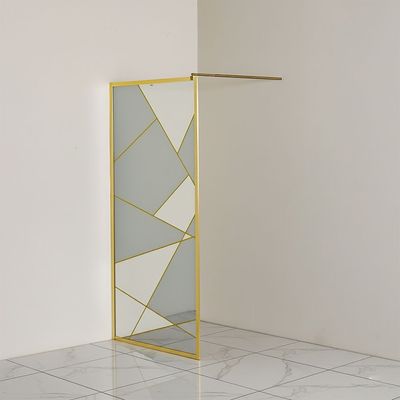Milano Shower Partition Brush Gold+Silk Print 1000*2000 - Made In China