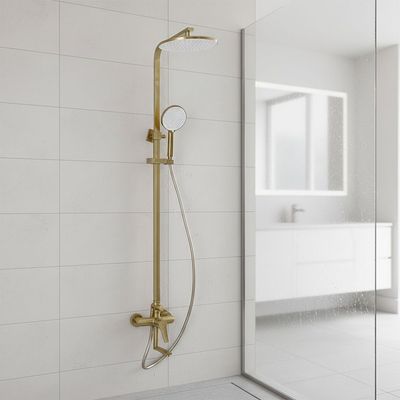 Milano Charming Rain Shower 3 Function Sq. Column - Complete Set Matt Gold