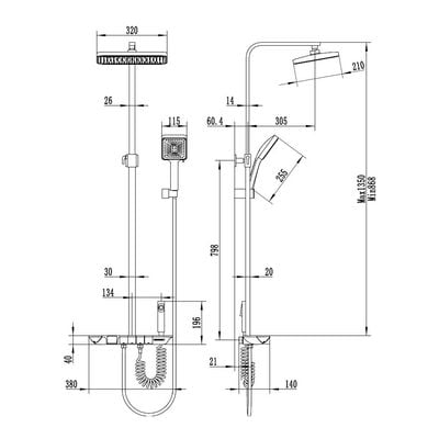 Milano Queen Plus Rain Shower Matt Grey - Made In China