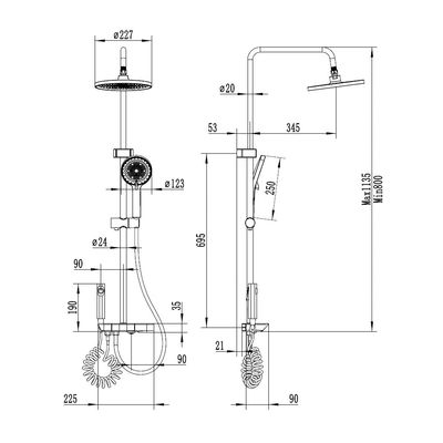 Milano Cris Plus Oval Rain Shower Matt Grey