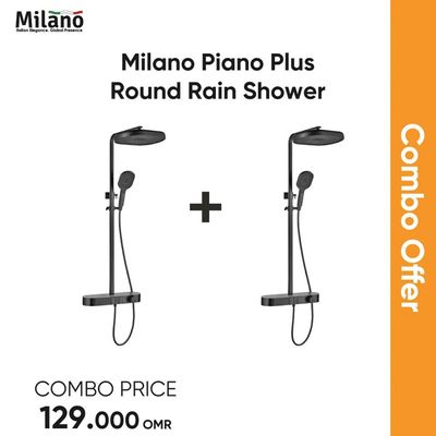 Milano Piano Plus Round Rain Shower Matt Grey Combo