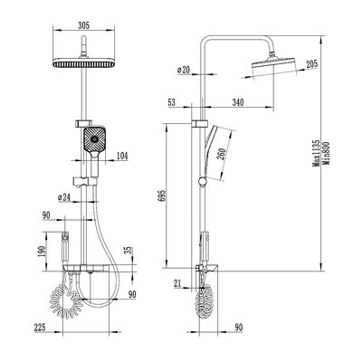 Milano Cris Plus Rain Shower Square Matt Grey