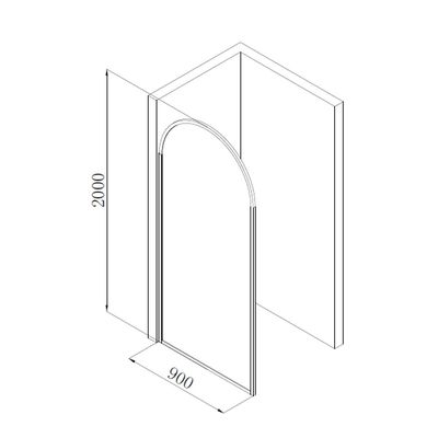 Milano Shower Partition (Wh-1A) 900*2000 - Brushed Gold - Made In China