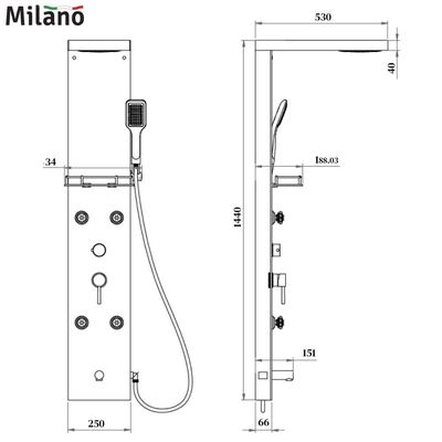 Milano Chery Shower Panel Glass +Ss 304 Sl3101B-1-S