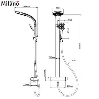 Milano Tango Shower Panel Aluminum Sf 2011Glw-N5 Gld/Wht