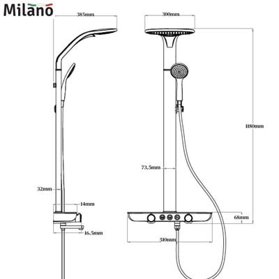 Milano Mars Shower Panel Alum Sf-1003W -Wht
