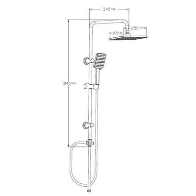 Milano Mia Shower Column Matt Black - With 5-Year Warranty