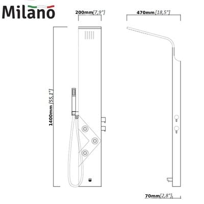 Milano Fabio Shower Panel Chrome A216-2DAW 146X20 Cm