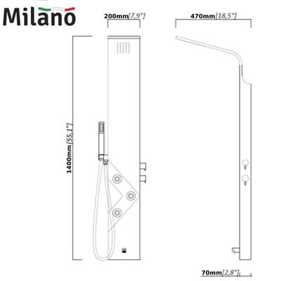 Milano Elias Shower Panel Matt Black A216-2DAB 140X20 Cm