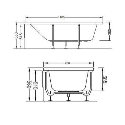 Milano Acrylic Bathtub  Wa-6013  170X70X39 White-Made In China