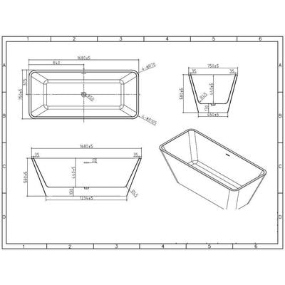 Milano Harmony-T Free Standing Bathtub 170X76