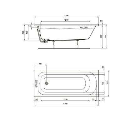 Is - Simplicity Rectangular Bathtub 170X70 White W004401