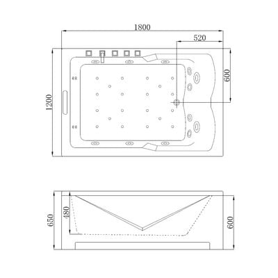 Milano Turbo Massage Bathtub 1800*1200*670 W/ Matt Grey Mixer - Made In China