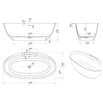 Milano Voyager Freestanding Bath Tub 1700X850X550 