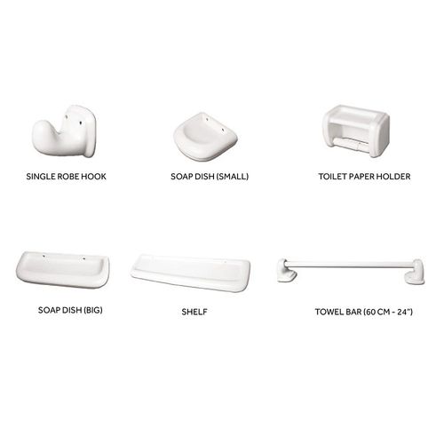 Ceramic Bathroom Accessories 6 Pcs Set White - Milano