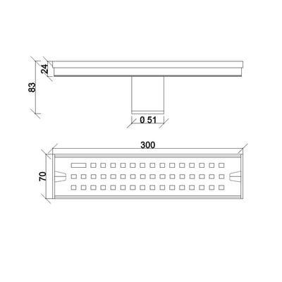 Florence Long Floor Drain Rectangle Ss-304 300X70X90Mm-Made In China