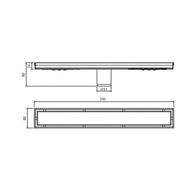 Milano Long Floor Drain Rectangle Tileble  Ss-304 300X80X90Mm