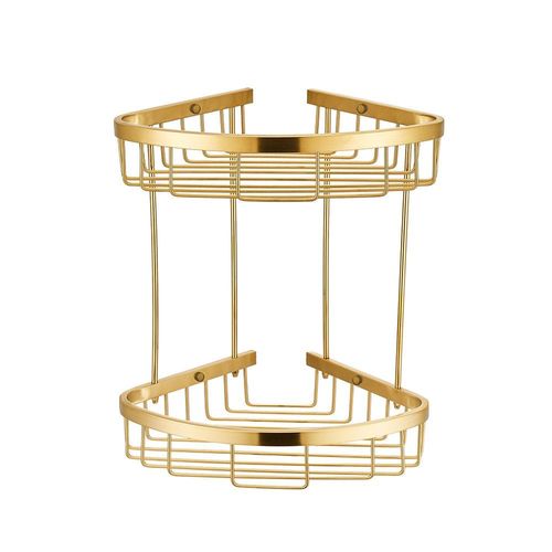Milano Dora Ss Corner Two Layer Basket Matt Gold - Made In China