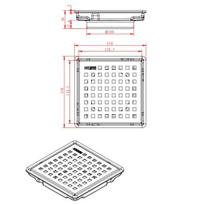 Milano Shower Drain 150*150Mm Chrome Mirror Finish Dll1515-Dc