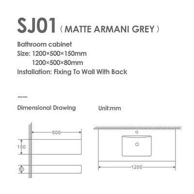 Milano Plus Faye Marble Sng Under Ctr Basin SJ01 1200*750Mm (2Pcs/Set) Grey