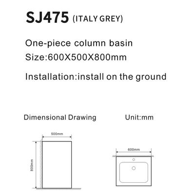 Milano Plus Tansy Mabrle Free Standing Basin SJ475 600*500*800Mm Grey