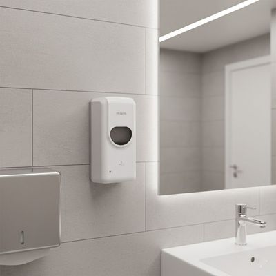 Milano Wall-Mounted Soap Dispenser White| Refillable Liquid Soap Pump for Bathroom & Kitchen Use | Sleek Modern Design, Durable ABS Material, Easy One-Hand Operation