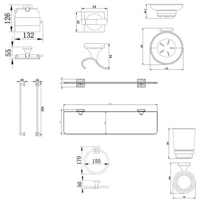 Milano Plus Rocket 7Pcs Bathroom Accessories