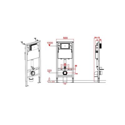 Milano Royal Concealed Flush Fittings With Chrome Push Plate 50 x 16.5 x 112.5 Cm