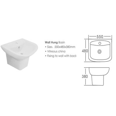 Milano Luxe Monarch-Wall Hung Basin 550X480X380
