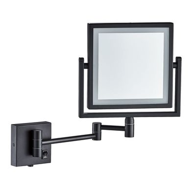 Milano Magnifying  Mirror With Led Light Square Matt Black - Made In China