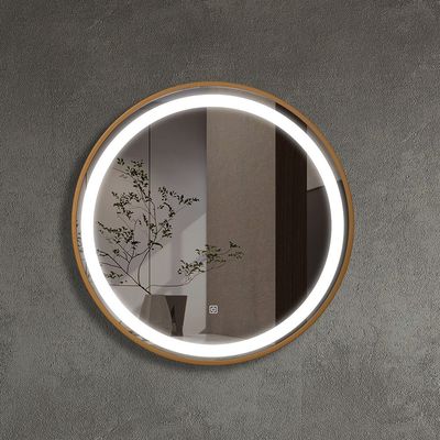 Milano Mirror Round  And Frame In Gold Finish W/Led - Made In China -Hs16466