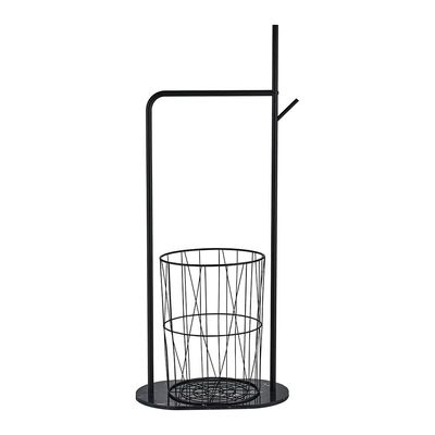 Milano Lace Floor Towel Bar W/Basket (Fh250101) Matt Black- Made In China