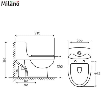 Milano Wc Model No 53 White 250Mm