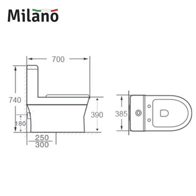 Milano Wc Model No 279 White S-Trap 250 Mm