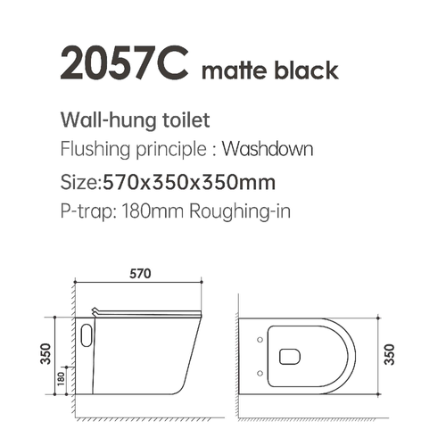 Milano Wall Hung Wc Model 2057C Matt Black