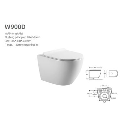 Milano Zina Pro Wall Hung Wc W900D 505*360*360 White 