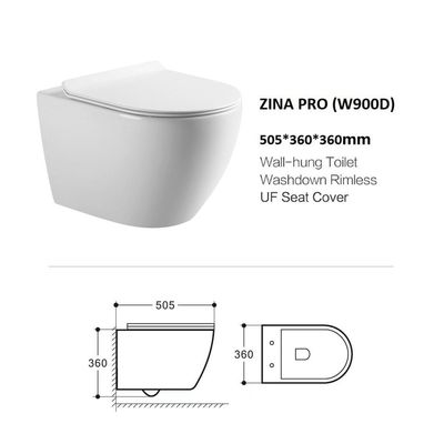 Milano Zina Pro Wall Hung Wc W900D 505*360*360 White 