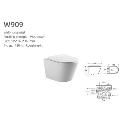 Milano Navi Pro Wall Hung Wc W909 535*360*365 White 