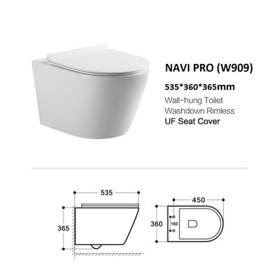 Milano Navi Pro Wall Hung Wc W909 535*360*365 White 