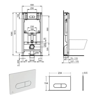 IS- Eco 2.0 Concealed Tank R0630AA  And Push Plate R0115AA