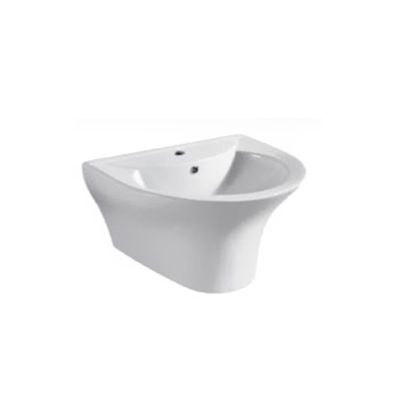 Milano Wall Hung Wash Basin Single Mould 8511 - 565x470X380mm- White Round
